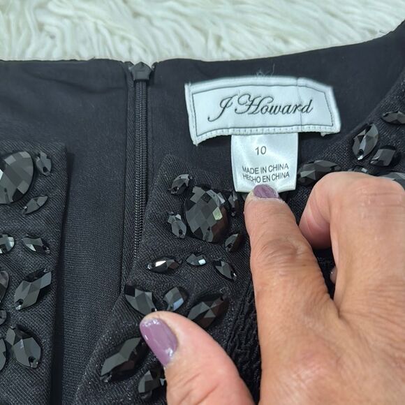 J Howard Elegant Black Dress with Embellished Neckline Size 10 NWT - Picture 12 of 12